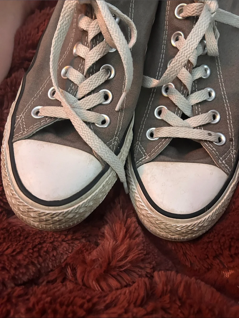 Converse Gray Canvas Low Top Sneakers with White Toecaps - Picture 3 of 10